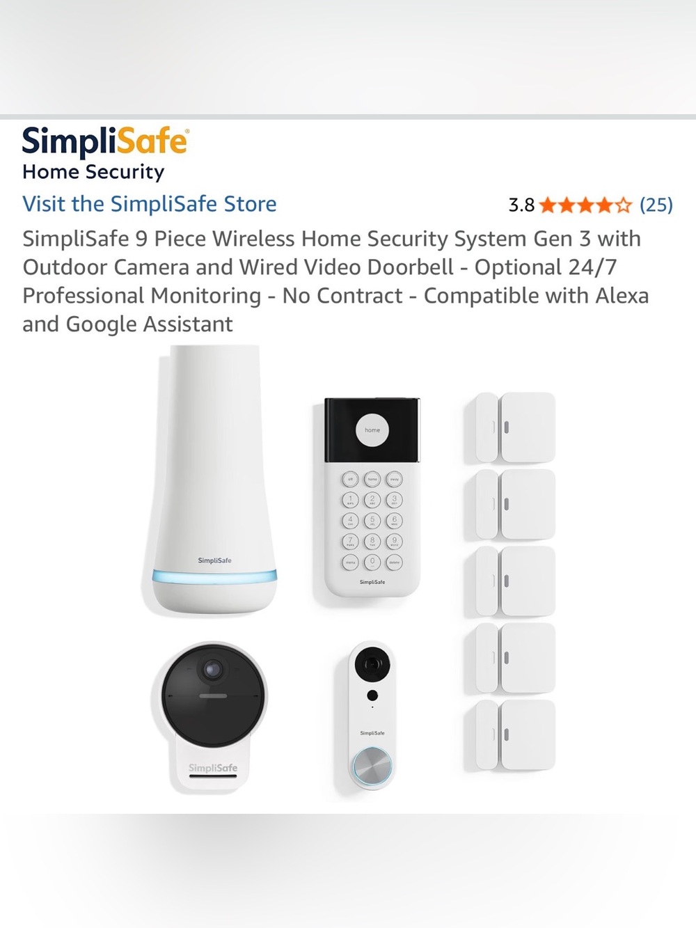 SimpliSafe Home Security System Gen 3
